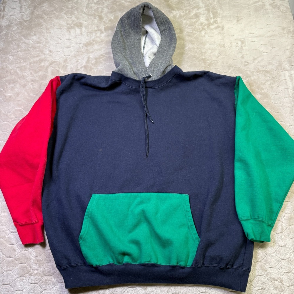 VTG Steeplechase‎ Mens XL Colorblock Pullover Hoodie Harlequin See Pics